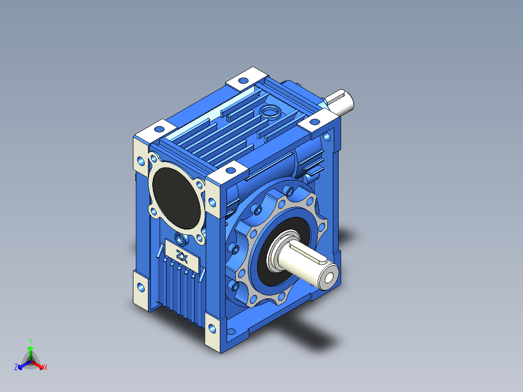 NRV030-090型蜗轮蜗杆减速机[NRV063╱20╱DS╱B3]正等轴测图
