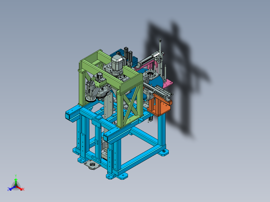 多工位电机定子压装设备设计正等轴测图