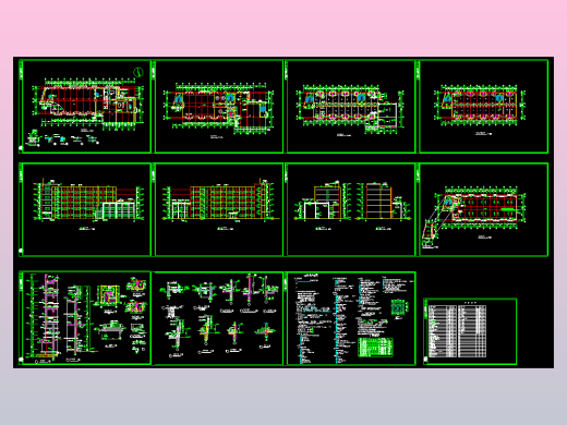 长56.52米 宽22.64米 5层4029平米食堂宿舍综合建施【[1至2层为餐厅 3至5层为宿舍] 平立剖 节点大样 目录 门窗表 说明】