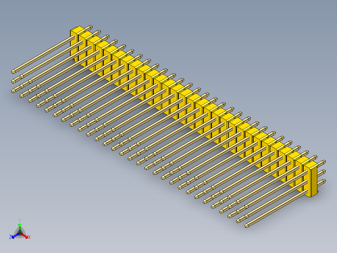 彩色公头100mil（2.54mm）系列-DS1021_yellow_3x29p_100mil_Type19_rev1.0主视图
