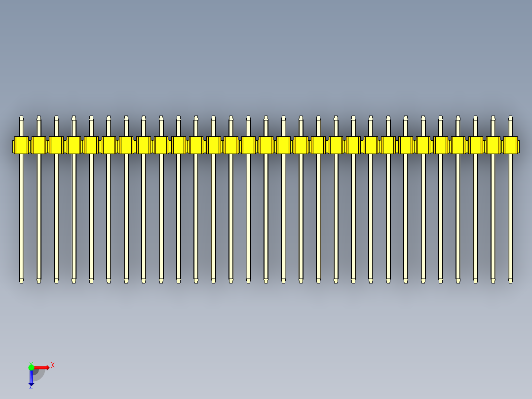 彩色公头100mil（2.54mm）系列-DS1021_yellow_3x29p_100mil_Type19_rev1.0俯视图