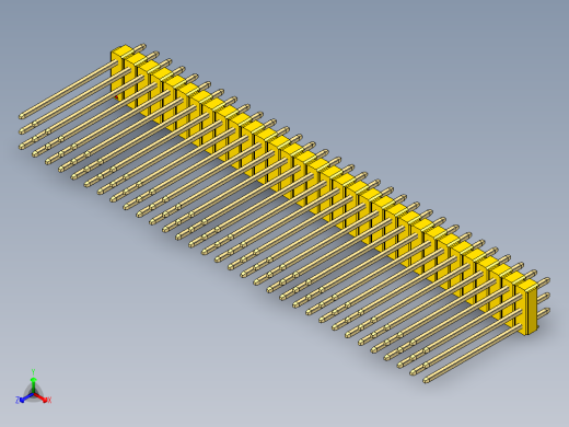 彩色公头100mil（2.54mm）系列-DS1021_yellow_3x32p_100mil_Type19_rev1.0正等轴测缩略图