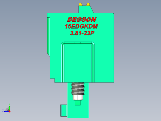 DEGSON 15EDG（公头） 3.81mm 螺钉锁紧，插拔式接线端子 FullPack-15EDGKDM-3.81-23P-14-00AH右视缩略图