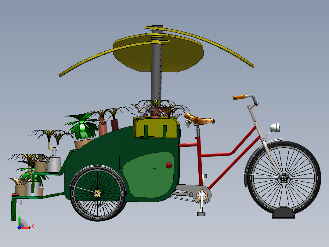 植物花卉三轮车--sw前视图