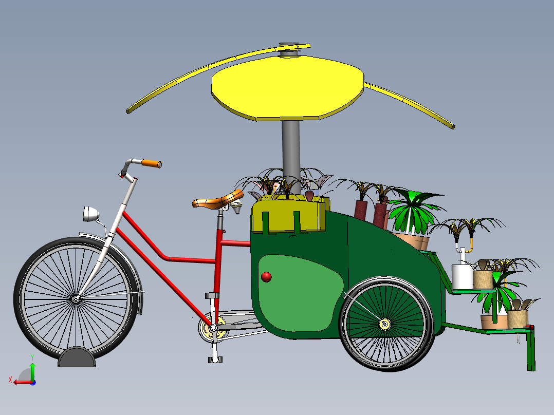 植物花卉三轮车--sw后视图