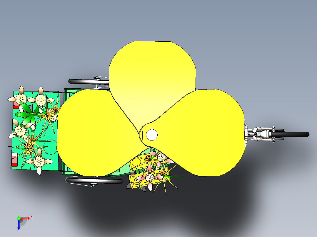 植物花卉三轮车--sw俯视图