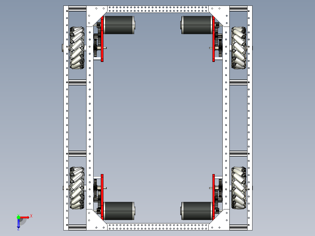 frc custom mecanum麦克纳姆轮车底盘俯视图