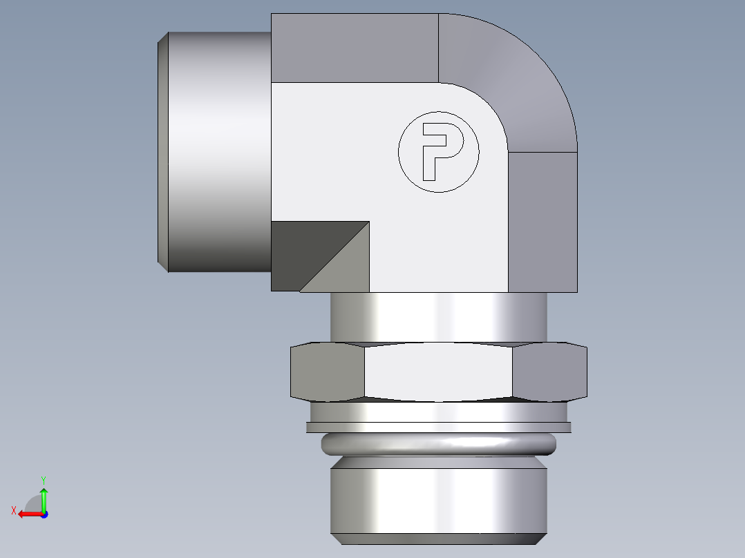 卡套式工业通用硬管接头EO_Adjustable_Locknut_elbow_WEE22LM27X2OROMDCF后视图