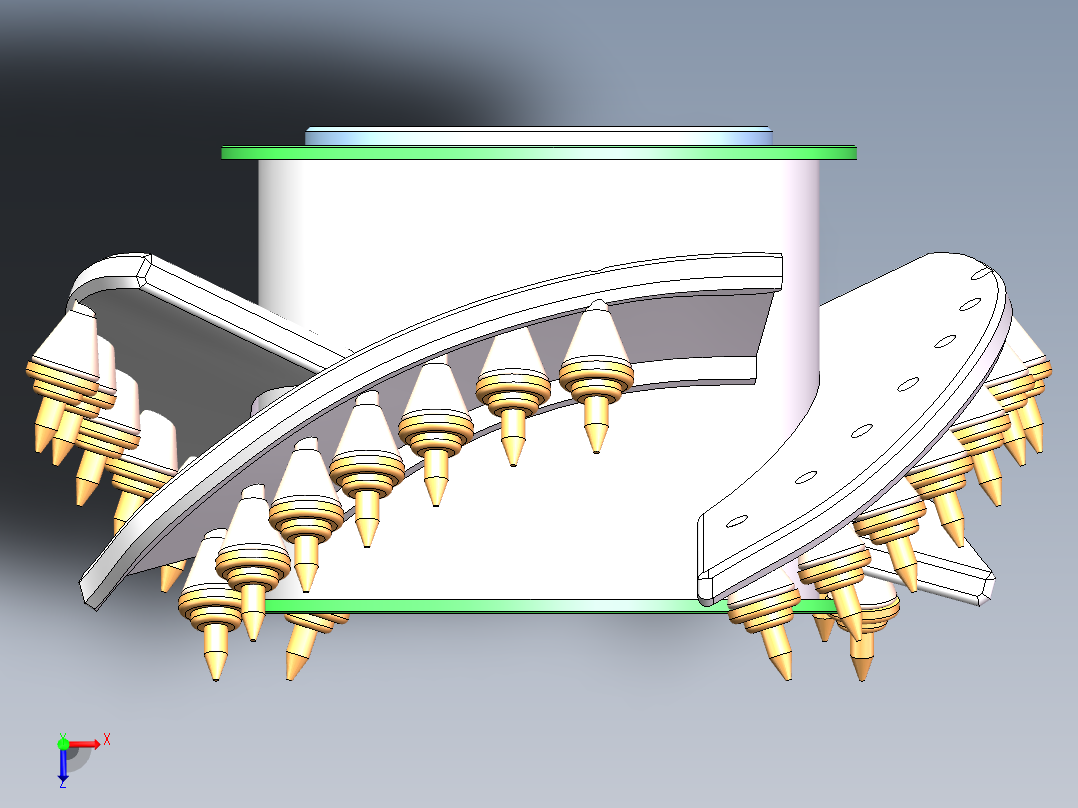 Q493-采煤机滚筒的设计【三维SolidWorks】俯视图