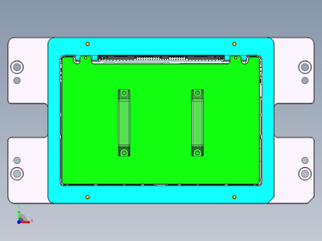 四轴笔记本电脑外壳精铣外形治具模型三维+CAD前视图