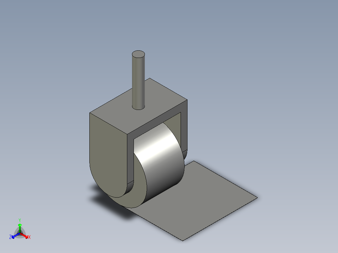 万向轮丝杆型3寸M12-60H100)正等轴测图