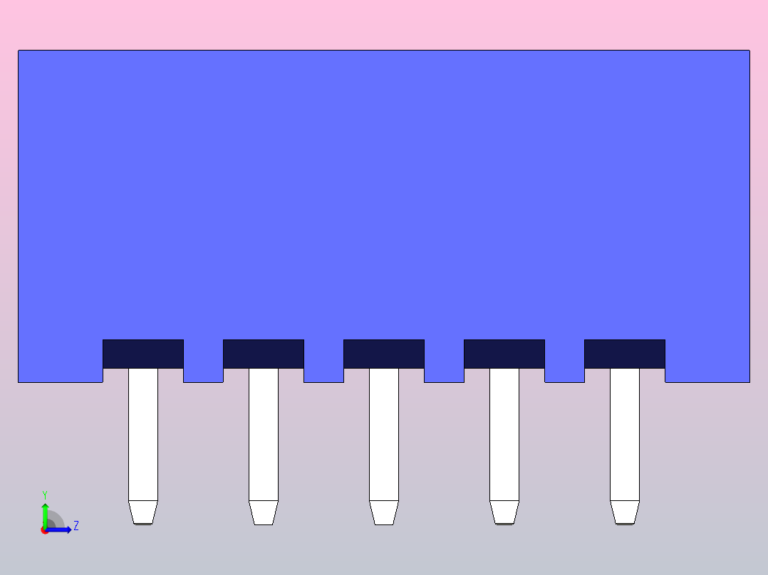 连接器蓝色JST XH 5针2.54 mm左视图