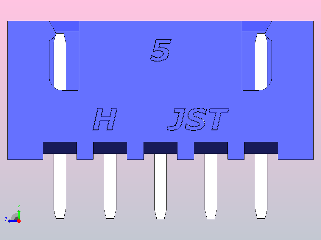 连接器蓝色JST XH 5针2.54 mm右视图