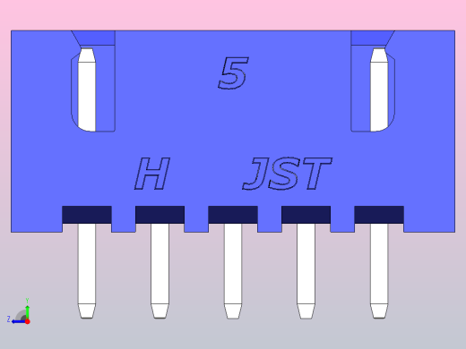 连接器蓝色JST XH 5针2.54 mm右视缩略图