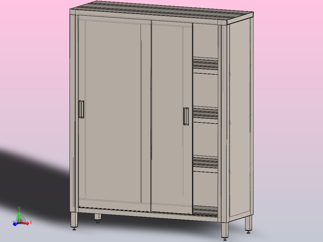 带推拉门的衣柜主视图