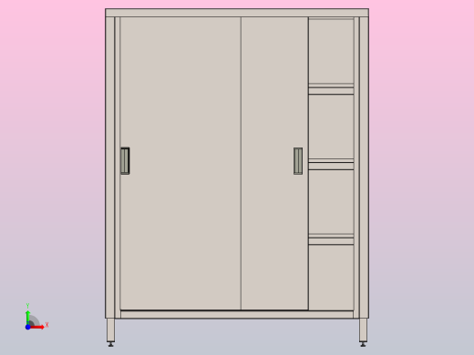 带推拉门的衣柜前视缩略图