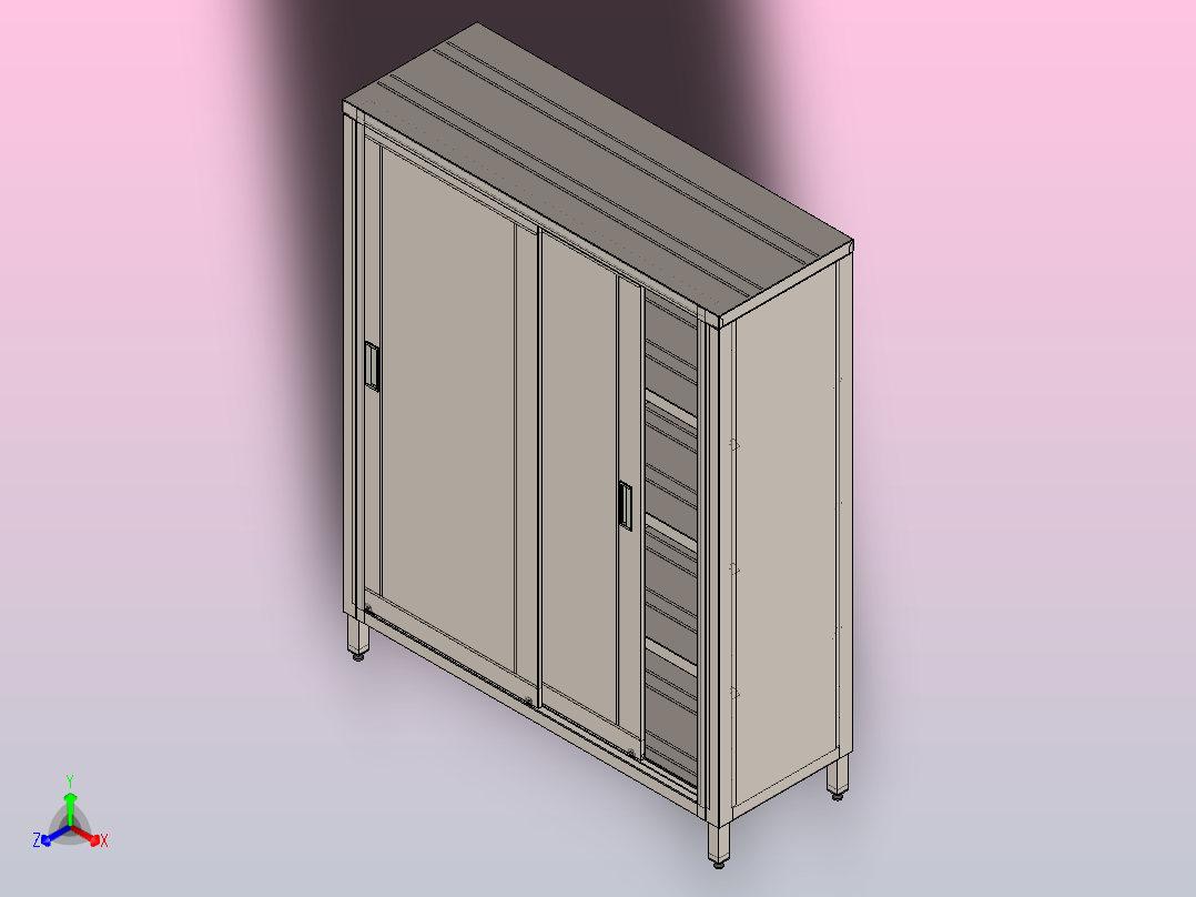 带推拉门的衣柜正等轴测图
