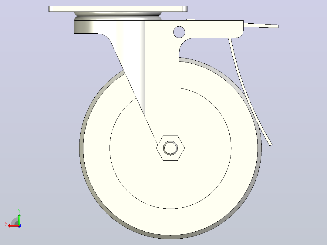 中载型(120~150kg)钢双刹型脚轮[CAHL125-U]后视图