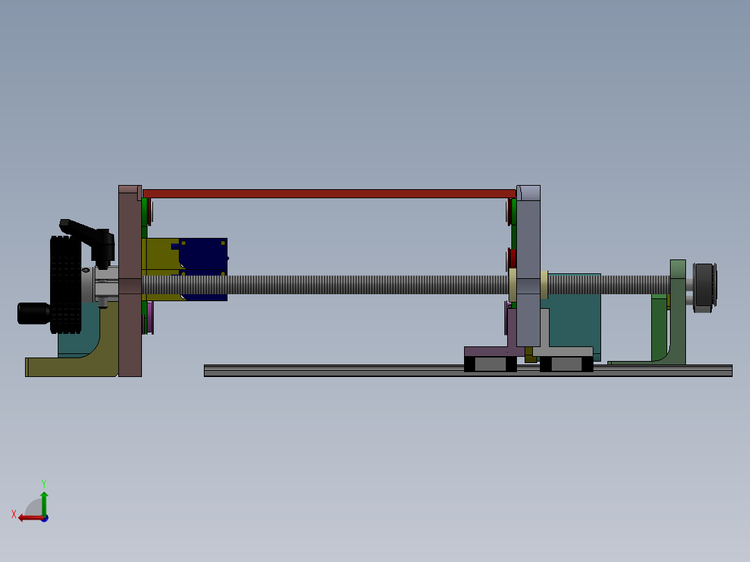 间距可调皮带传送机构后视图