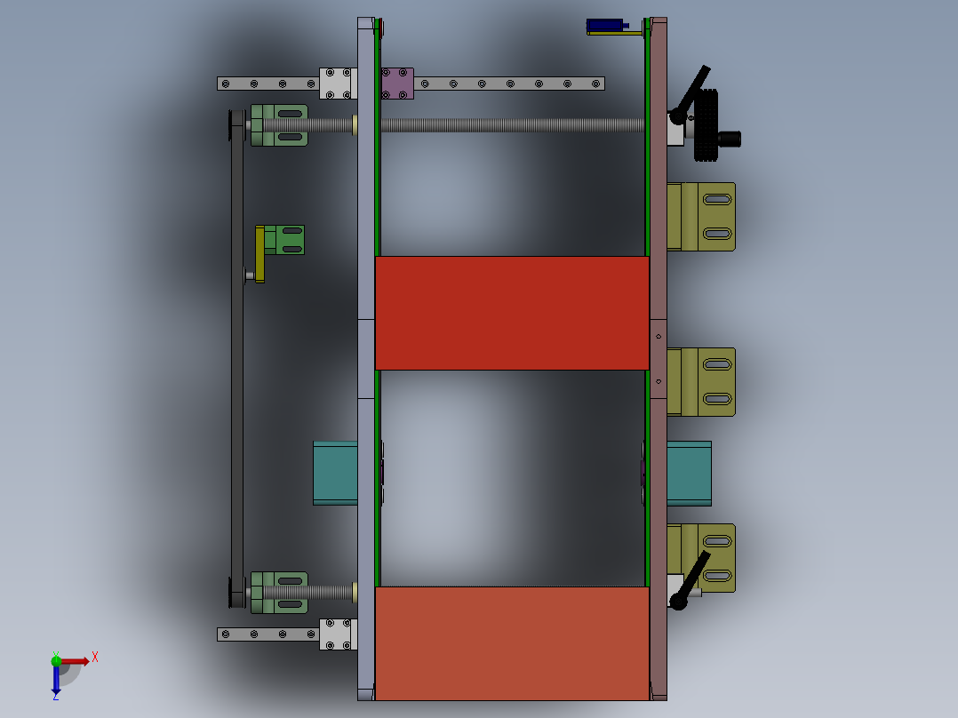 间距可调皮带传送机构俯视图