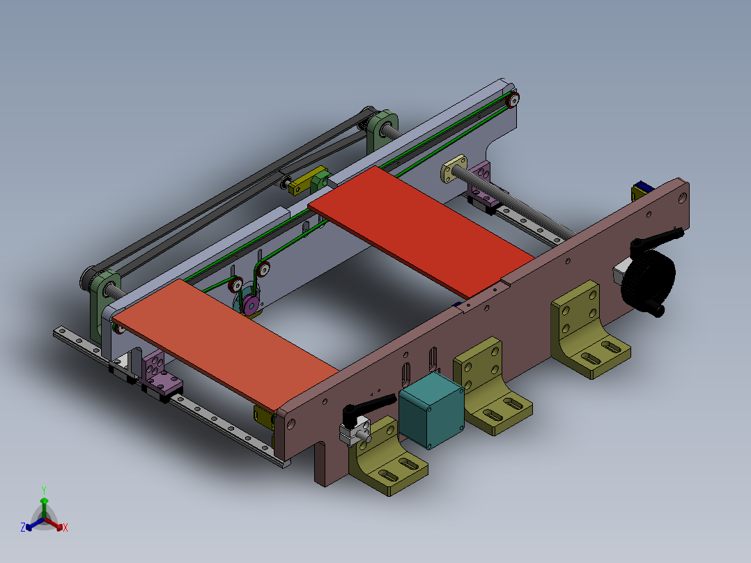 间距可调皮带传送机构正等轴测图