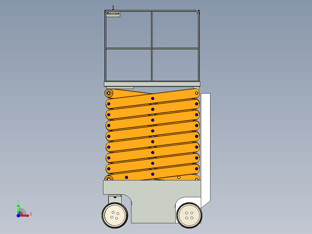 剪叉式升降机3D模型前视图