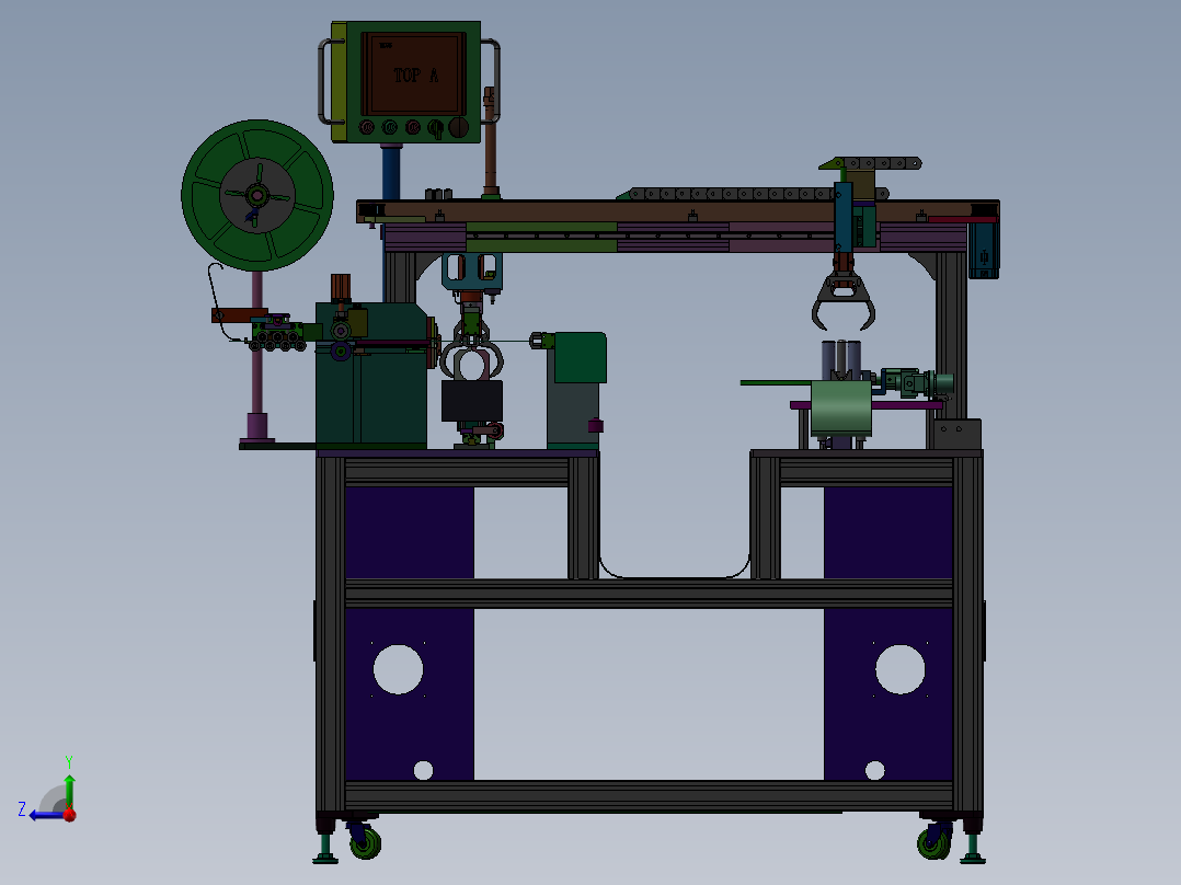 自动绕线扎线机3d图纸 同步带移栽机械取料 绕线扎线一体3d模型右视图