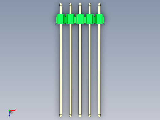 彩色公头100mil（2.54mm）系列-DS1021_green_3x05p_100mil_Type43_rev1.0俯视缩略图