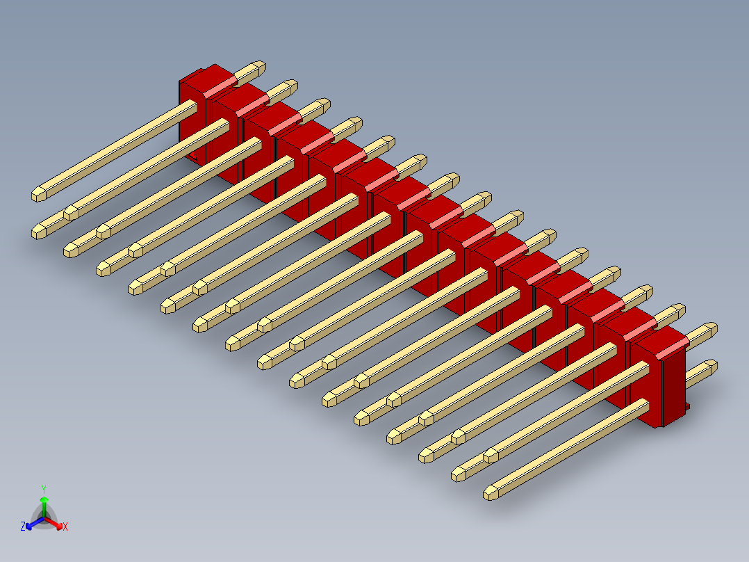 彩色公头100mil（2.54mm）系列-DS1021_red_2x15p_100mil_Type5_rev1.0主视图
