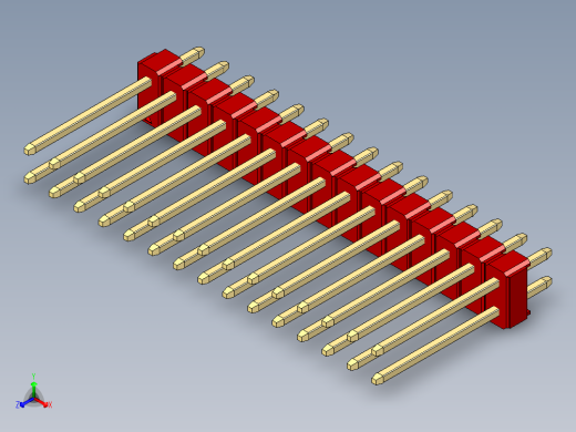 彩色公头100mil（2.54mm）系列-DS1021_red_2x15p_100mil_Type5_rev1.0正等轴测缩略图