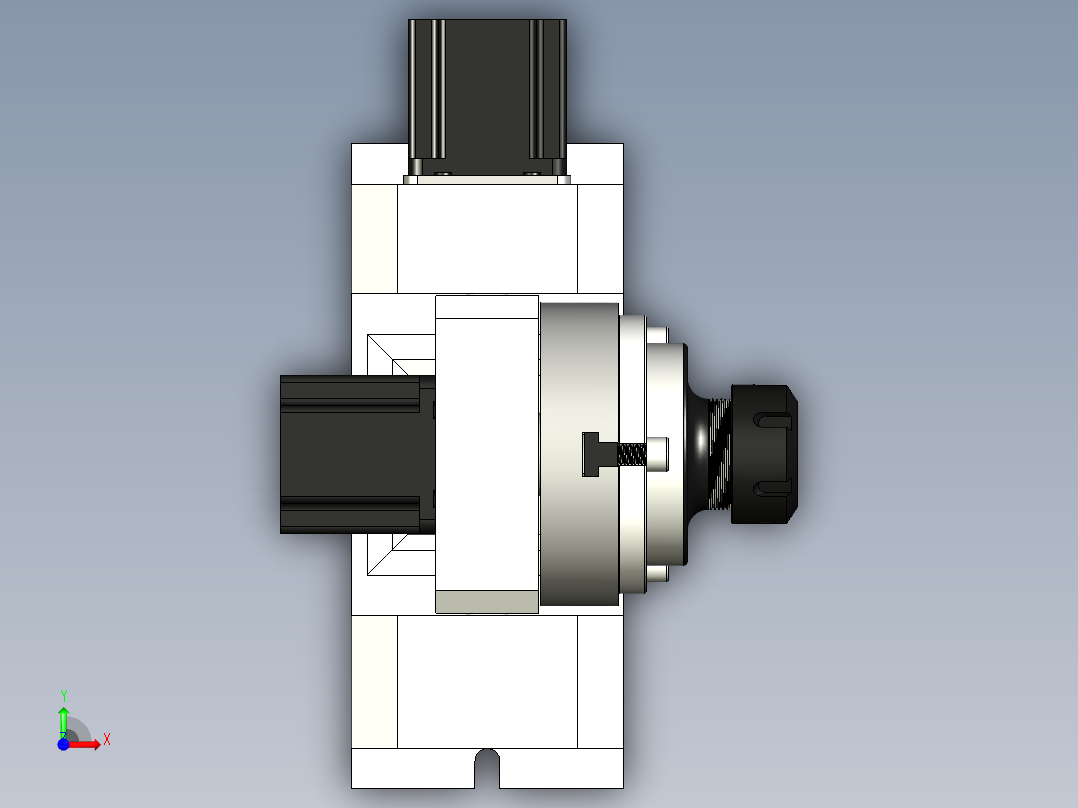 5轴组装机床轴承座前视图