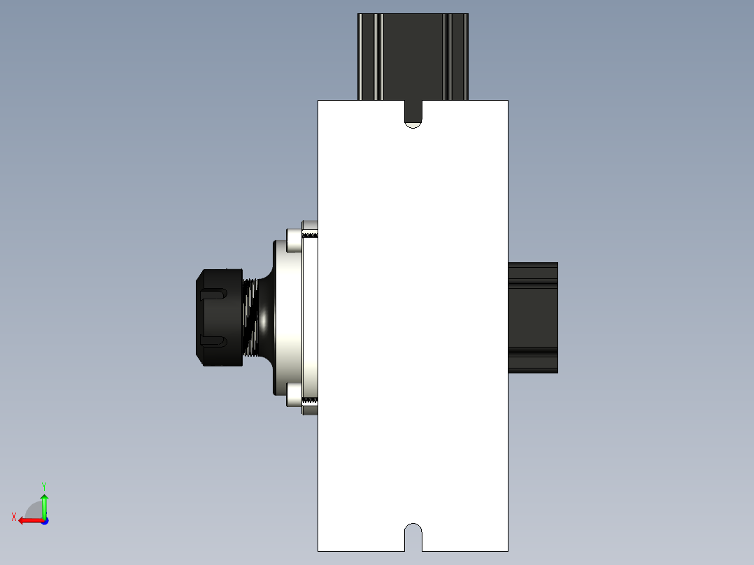 5轴组装机床轴承座后视图