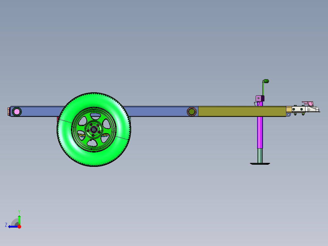 摩托小型车辆用拖车右视图
