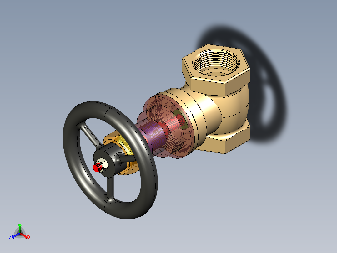 不锈钢闸阀11正等轴测图