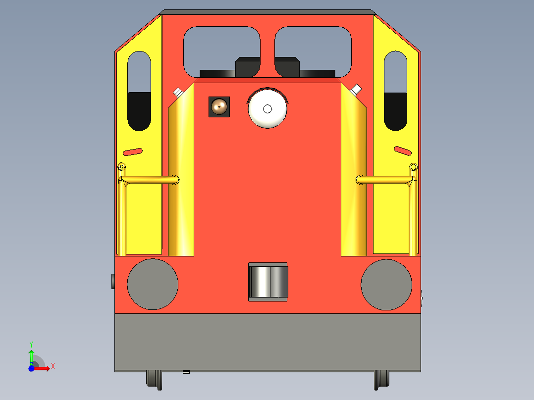 火车机车列车diesel-locomotive-2834-模型格式为 stp stl前视图