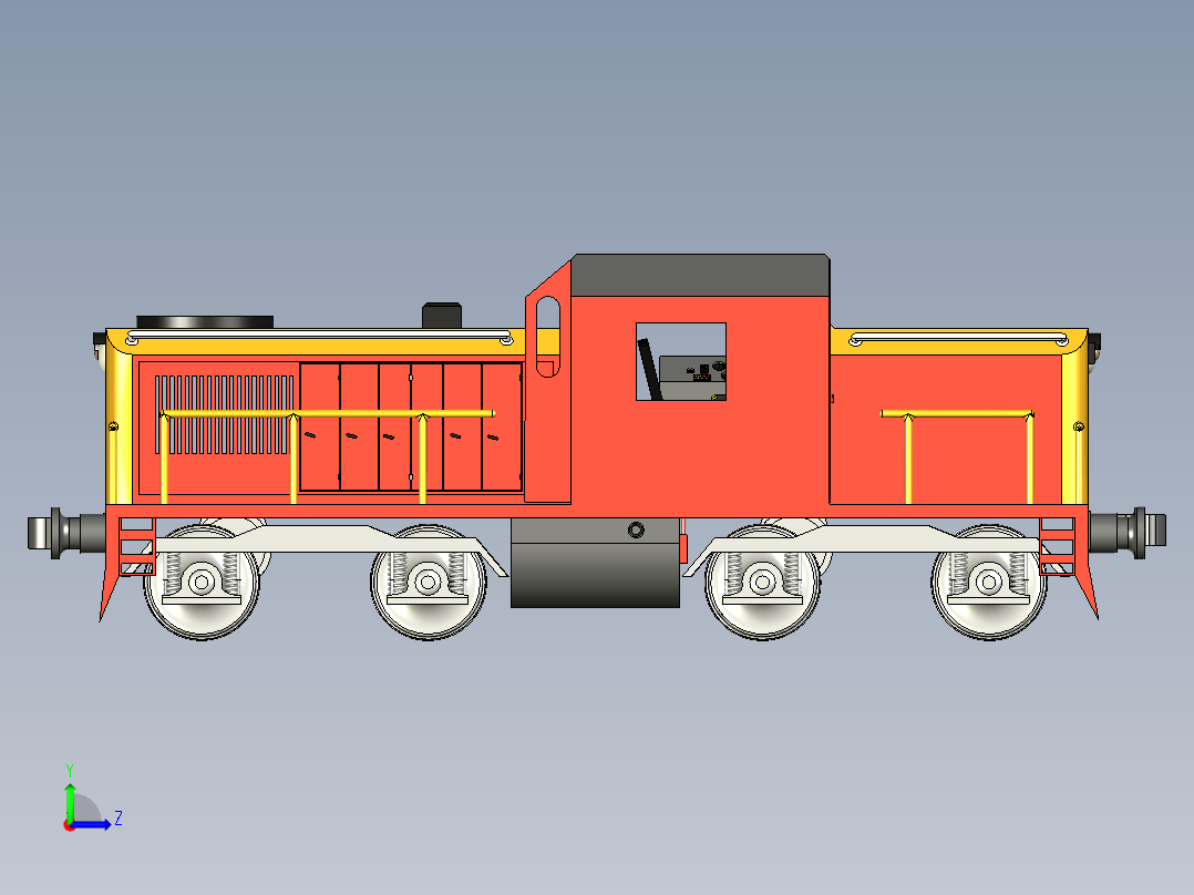 火车机车列车diesel-locomotive-2834-模型格式为 stp stl左视图