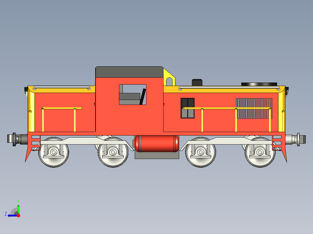 火车机车列车diesel-locomotive-2834-模型格式为 stp stl右视图