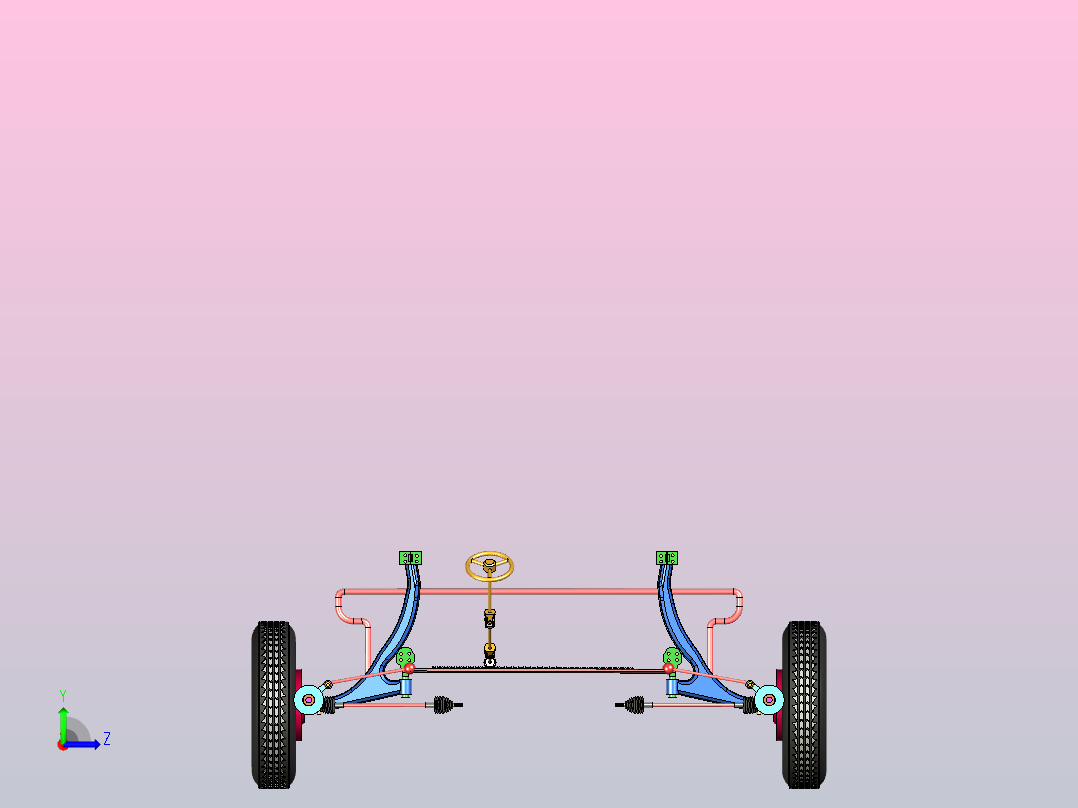 齿轮齿条式转向系统3D模型图纸 Power steering 3D数模(1)左视图