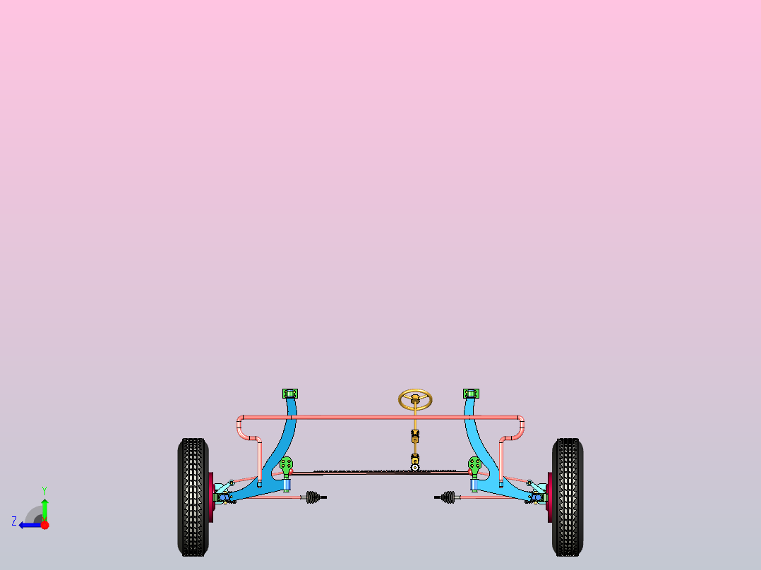 齿轮齿条式转向系统3D模型图纸 Power steering 3D数模(1)右视图