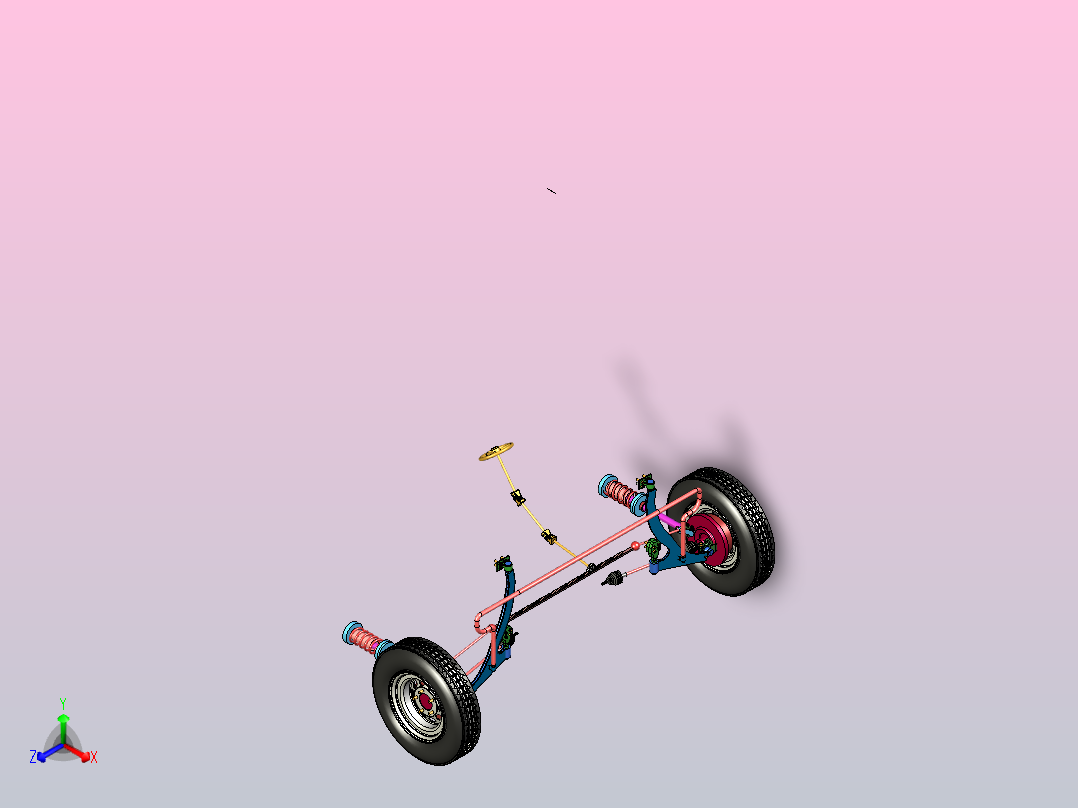 齿轮齿条式转向系统3D模型图纸 Power steering 3D数模(1)正等轴测图