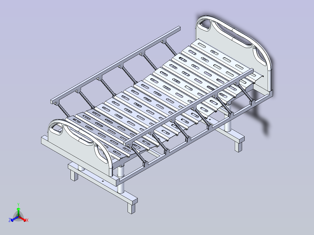 医院智能病床简易3D模型主视图