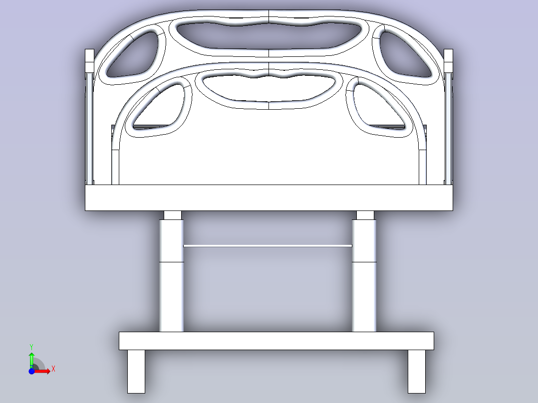 医院智能病床简易3D模型前视图