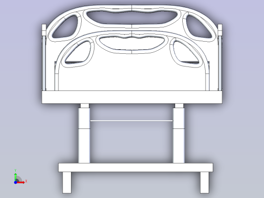 医院智能病床简易3D模型前视缩略图