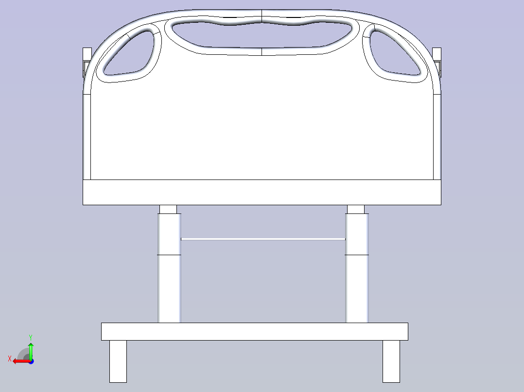 医院智能病床简易3D模型后视图