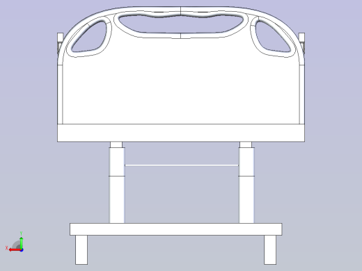 医院智能病床简易3D模型后视缩略图