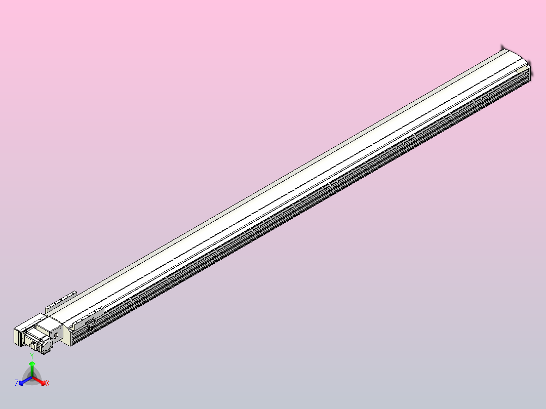 皮带直线轴半封闭可选导轨TPA-HNB-202D-140-L2800-ML-C-P75-N3正等轴测图
