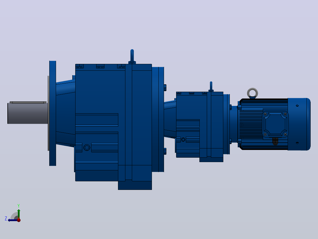 RF107R77法兰轴伸式组合型斜齿轮减速机RF107R77-Y0.75-4P-80-M1-0°-Φ450右视图