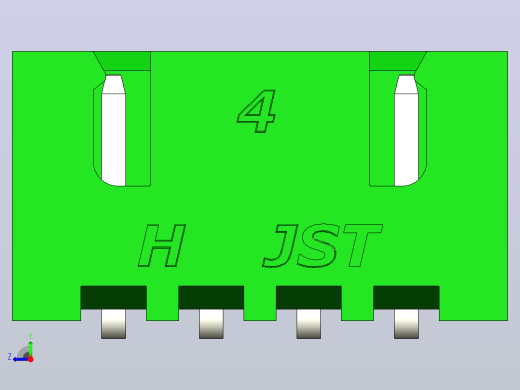 绿色JST XH 4针连接器P 2 54mm成角度右视缩略图