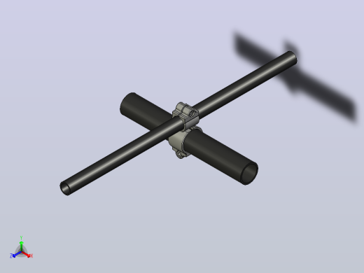 15mm х 25mm交叉固定管支架正等轴测缩略图