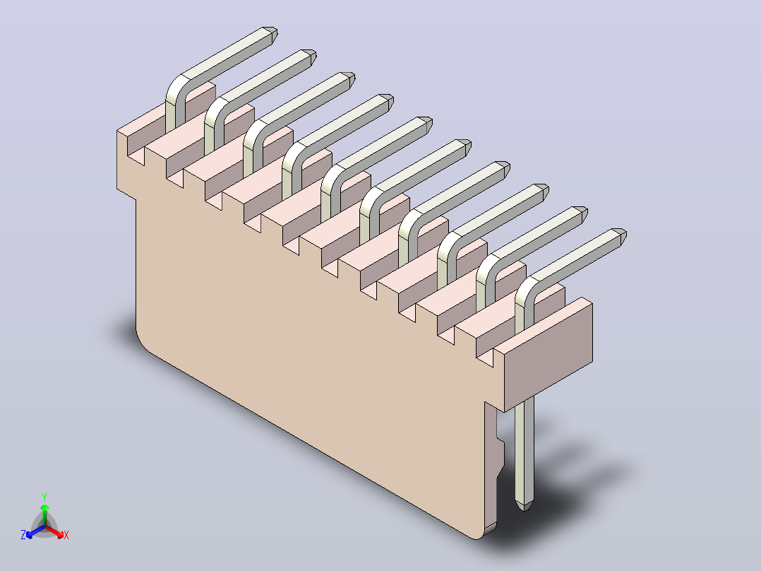 线对板公头 1x10 接距 2.54mm 白色主视图
